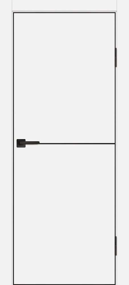 Фото Межкомнатная дверь P-19  черный молдинг PET,  кромка ABS черная c 4-х ст. Белый матовый