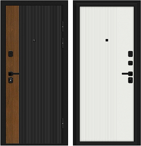 Товар Дверь Браво Optim Z-2 Вертикаль Муар черный-Грецкий Орех/Белый DIS007399