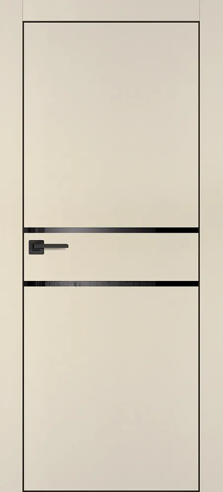 Межкомнатная дверь PX-18 черная кромка с 4-х ст. Бежевый матовый
